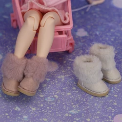 Zapatos para muñeca Blyth, botas de nieve cálidas con piel adecuada para goma y cuerpo articulado