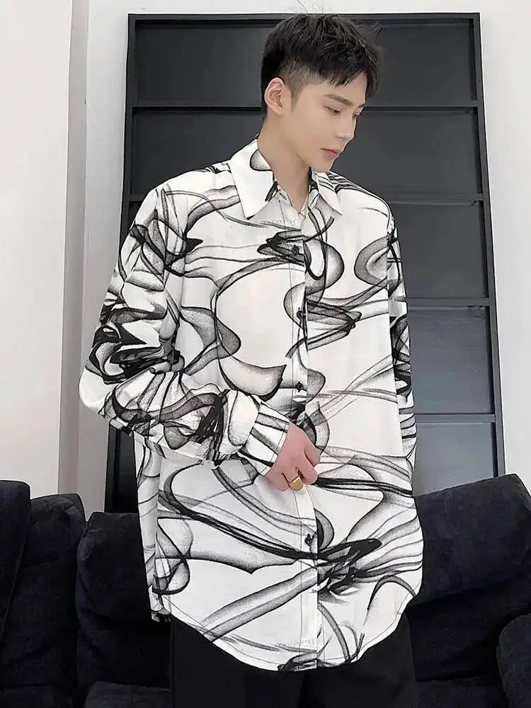 LUZHEN 2026 Sleeve Contrast Printed Original Personalized Long Color New Shirt Men's Stylish Elegant Handsome Casual Tops JY7612