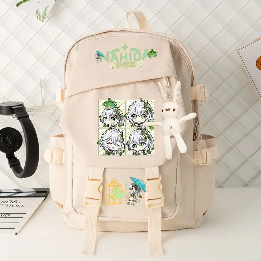 Genshin Impact Nahida Merchandise Cute Cartoon Student Backpack Double Shoulder Bag For Girls Middle And High School Students An
