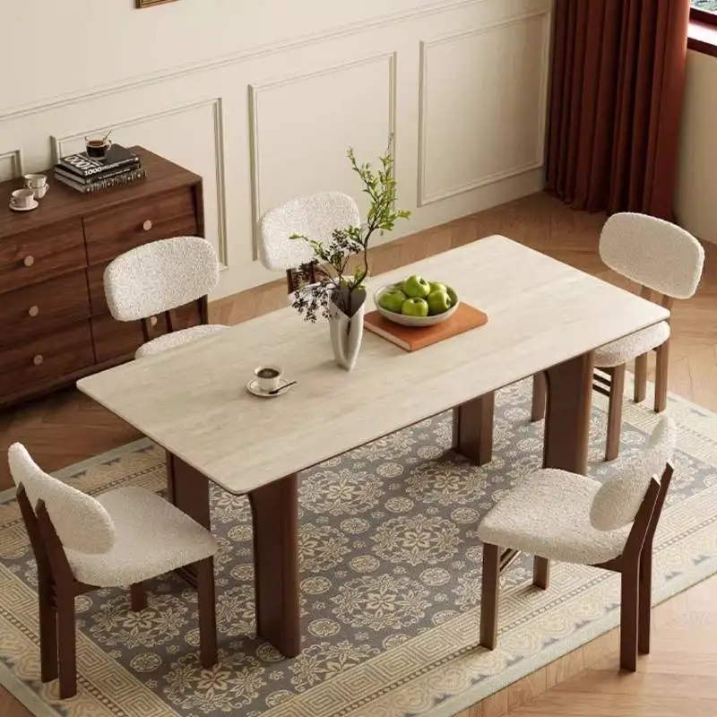 

Minimalist Style Modern Dining Table White Design Restaurant Set Dining Table Kitchen Modern Walnut Stoly Do Jadalni Furniture