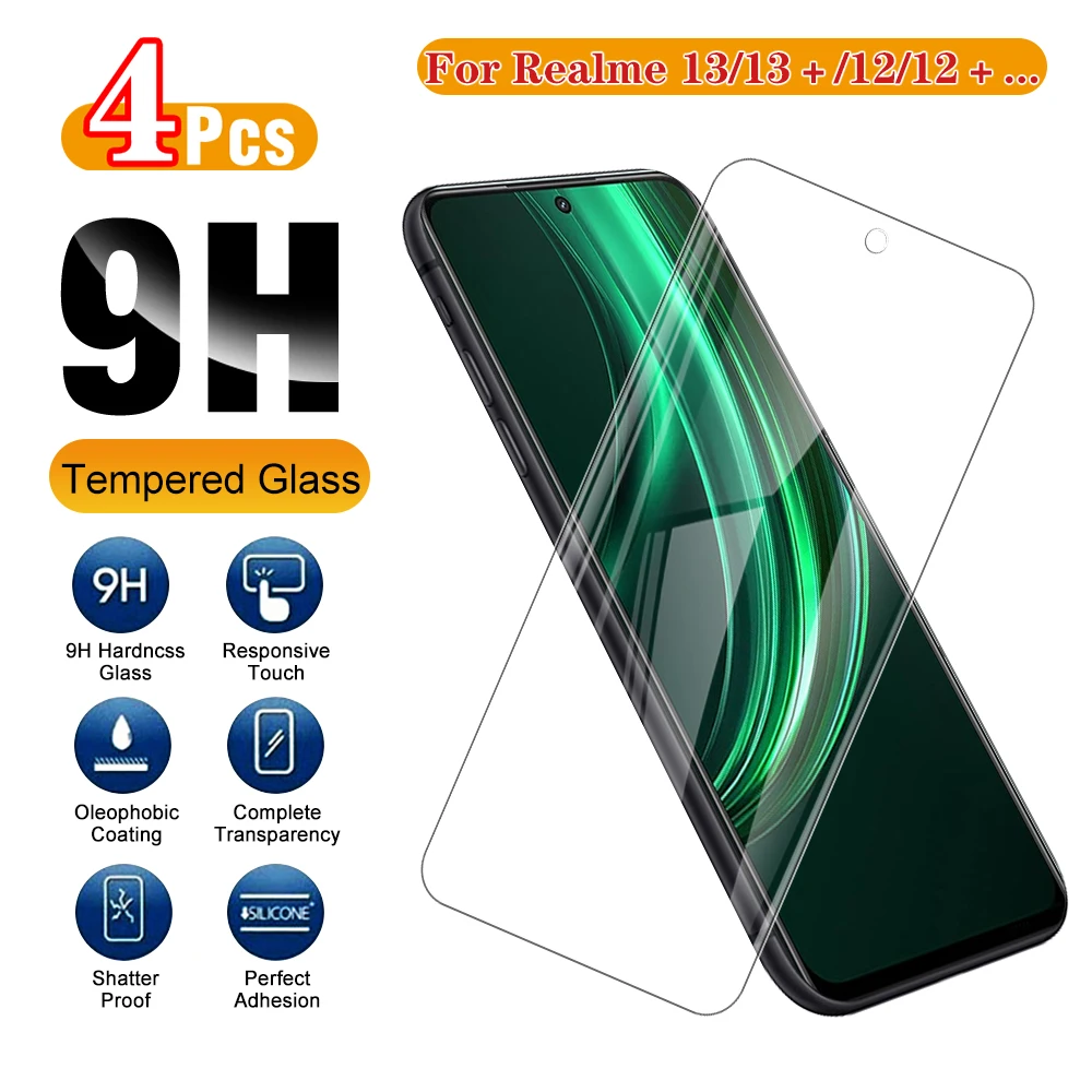 4pcs Realme13 13Plus 12 12Plus 11 10 Screen Protector For Realme 13＋12＋ 12x 12Lite 11 10 Pro 4G 5G protective Glass Realme13Plus