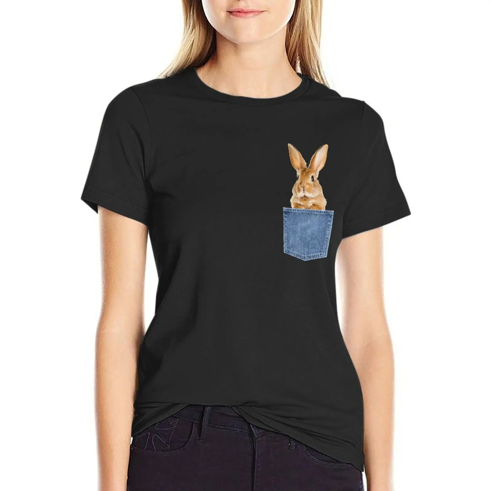 Bunny Rabbit Pocket Tee - Funny Rabbit Bunny Lover Gift T-Shirt quick-drying new edition black t-shirts for Women