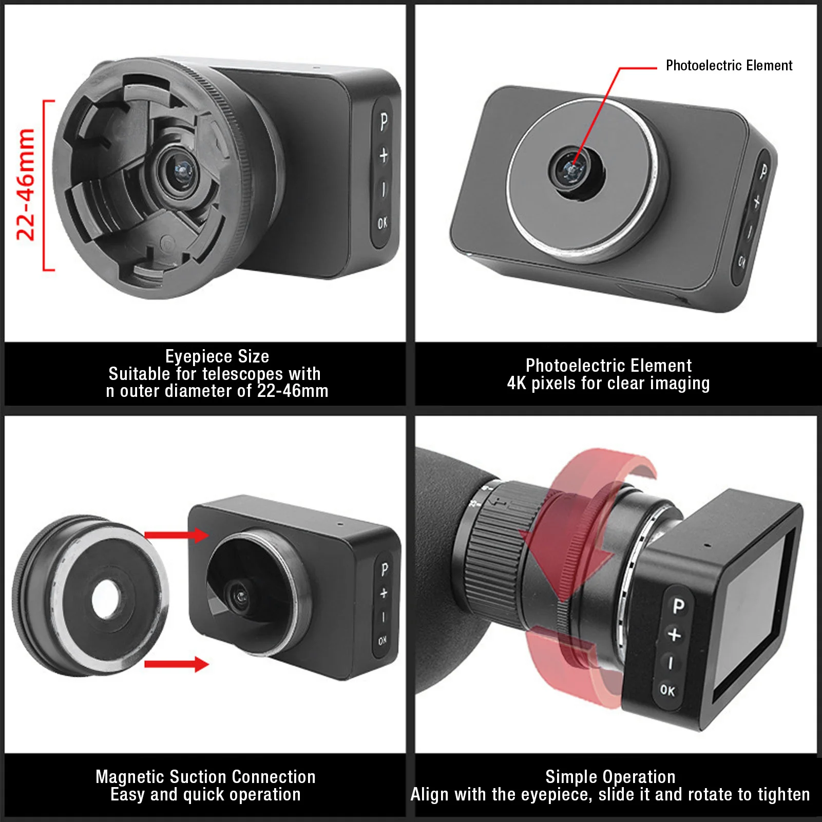 عدسة إلكترونية من النوع C شحن كامل اللون لمشاهدة الطيور 850 مللي أمبير في الساعة كاميرا عدسة تلسكوب 4K خفيفة الوزن لمشاهدة الطيور #3