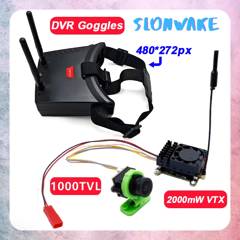 

Over 20Km Range 5.8Ghz 2W FPV VTX Wireless Image Video Transmitter+cmos 1000TVL Camera with 3 inch HD DVR FPV Goggles (Analog)