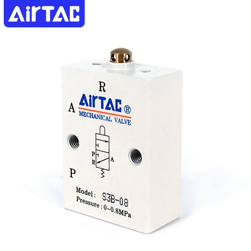 Airtac S3B-M5/05 S3B-06 S3B-08 S3B-05 Two-Position Three-Way Basic Automatic Air Pneumatic Control Mechanical Valve