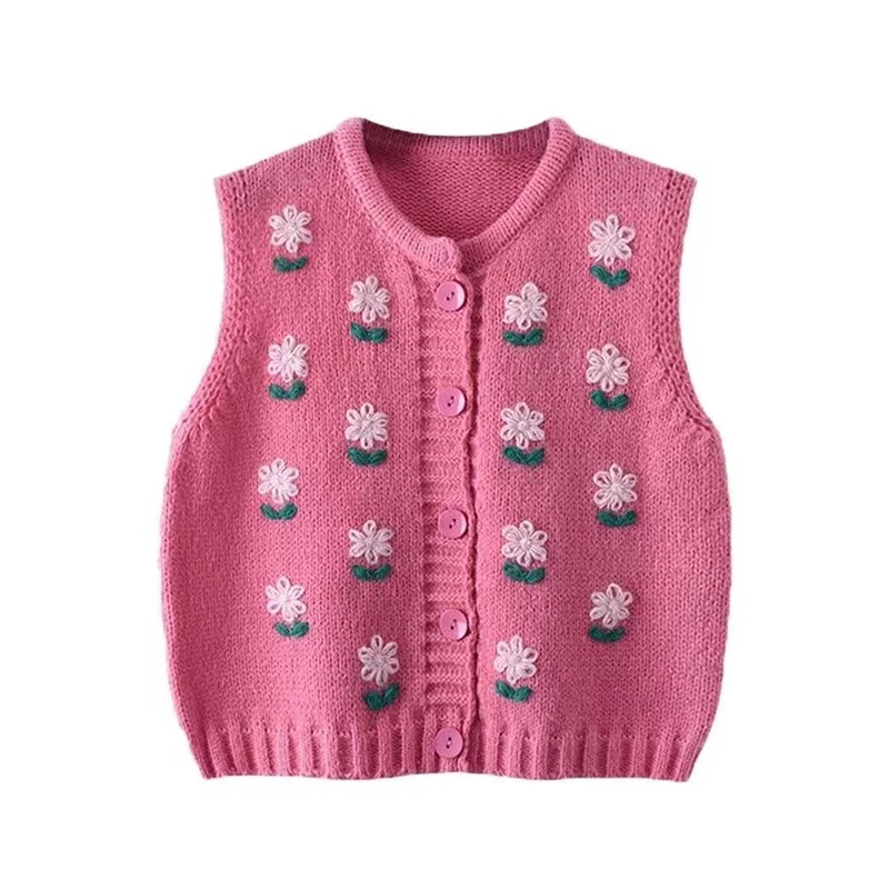 

College style cute pink short knitted cardigan, small vest, women's spring outfit, design sense sweater, vest