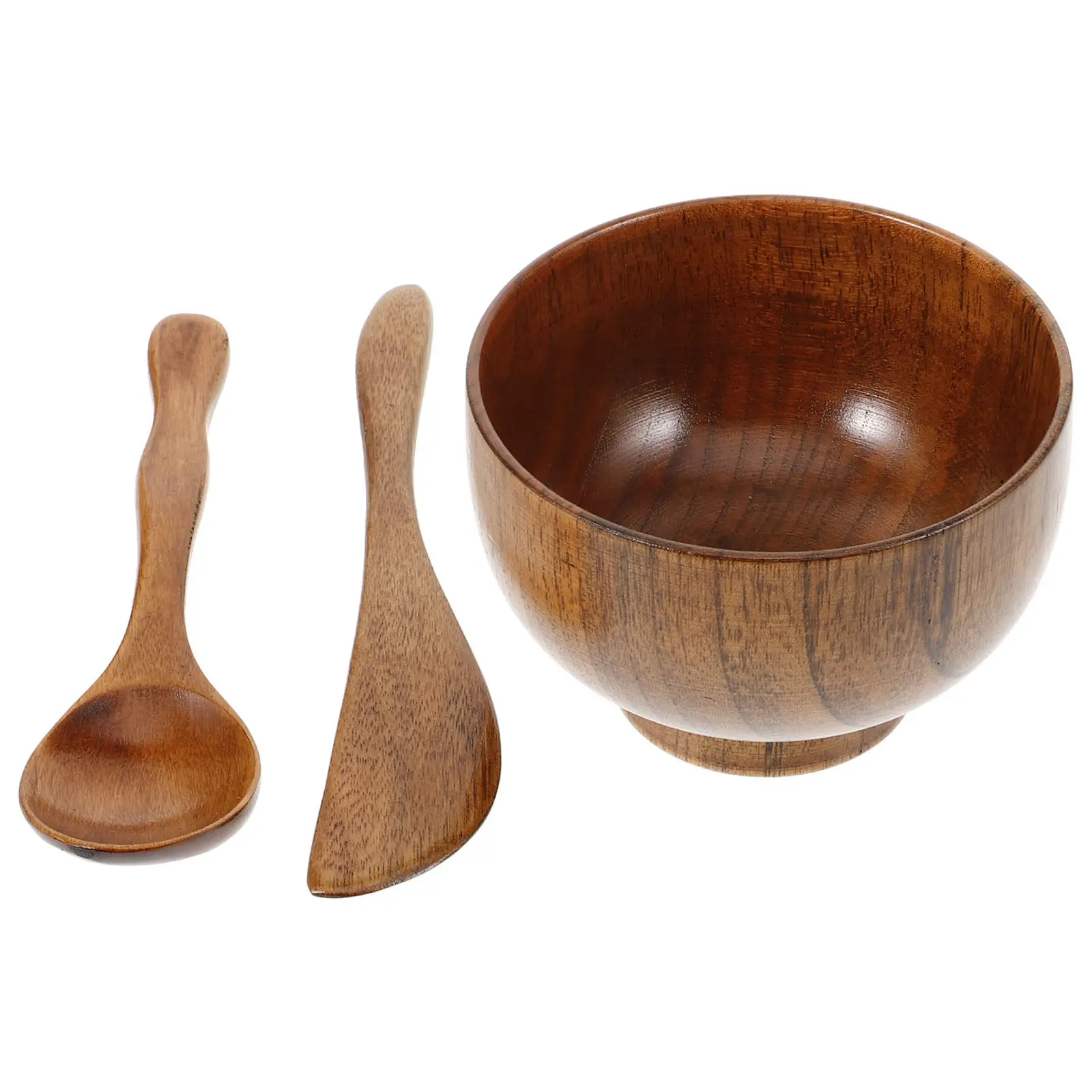 1Set Wood Facial Mask Mixing Bowl Set DIY Mask Tool Compact Lightweight Skin Safe Easy Clean for Home Travel Salon Supplies