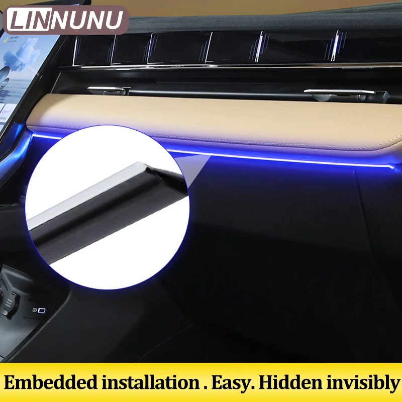 LINNUNU Ambient Light Strip For Geely Atlas II Starray Boyue L 64 Colors Atmosphere Central Control Saddle Lamp Interior Decor