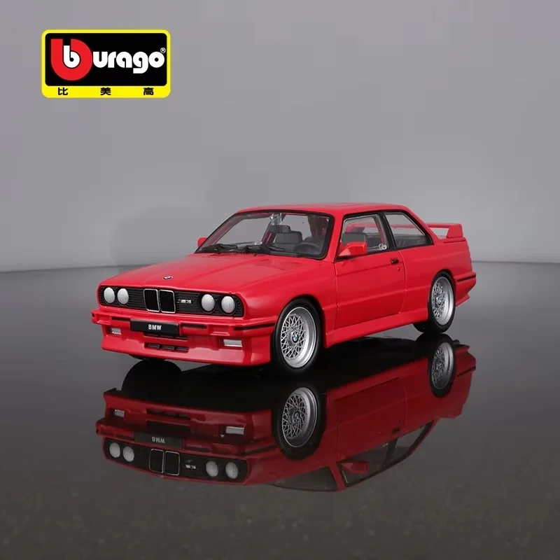 Bburago 1:24 BMW 1988 M3(E30), miniatur Diecast Model Bmw mobil Retro Aloi mewah, hadiah Natal anak-anak