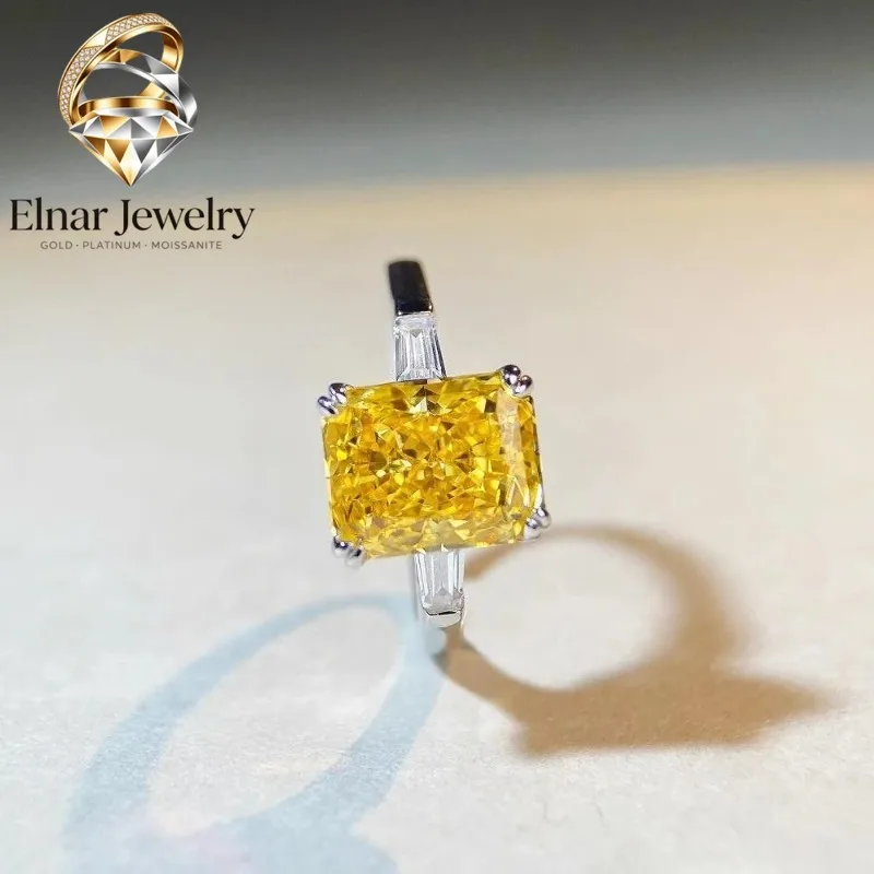 

Ювелирные изделия Elnar: Роскошное женское кольцо из цельной платины PT950 с бриллиантами «Ледяной цветок» и квадратным муассанитом