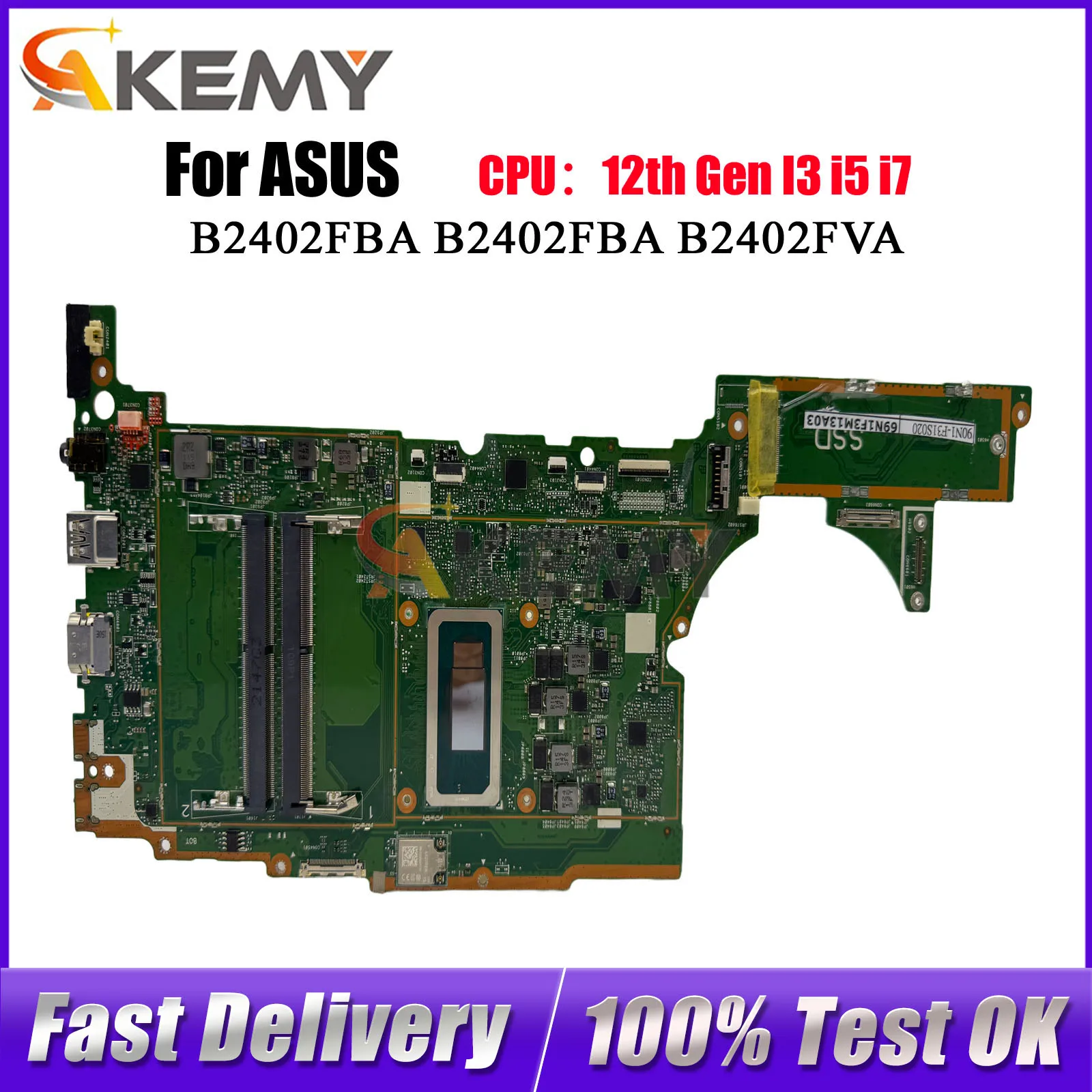 

B2402FBA Laptop Motherboard For ASUS ExpertBook B2402F B2402FVA B2402FBA Notebook Mainboard With 12th Gen I3 i5 i7 100% tests OK