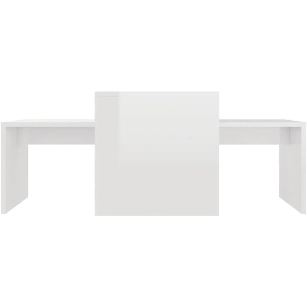 Modern Living Room Coffee Table Set, High Gloss White Accent Furniture with Nesting Side Tables for Sofa Area