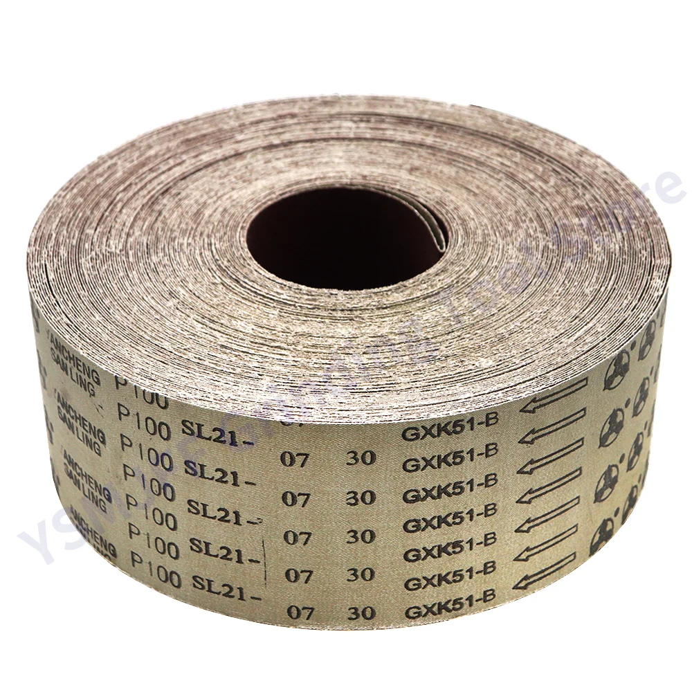 5M 4 Inch 100mm Wide Sandpaper Roll 60-800 Grits Aluminium Oxide Abrasive Hard Cloth Backing Emery Cloth Roll for Drum Sanders