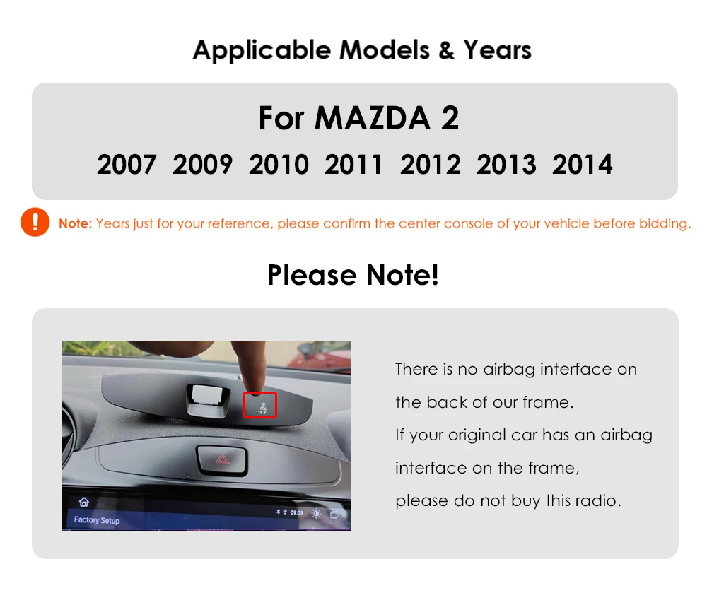 4 64 GB] Android 13 autoradio, voor Mazda 2 2007-2014 radio, CarPlay Android Auto draadloos, 9 inch touchscreen, GPS/WiFi/Mirror Link/Bluetooth/Hi-FI AHD achteruitrijcamera