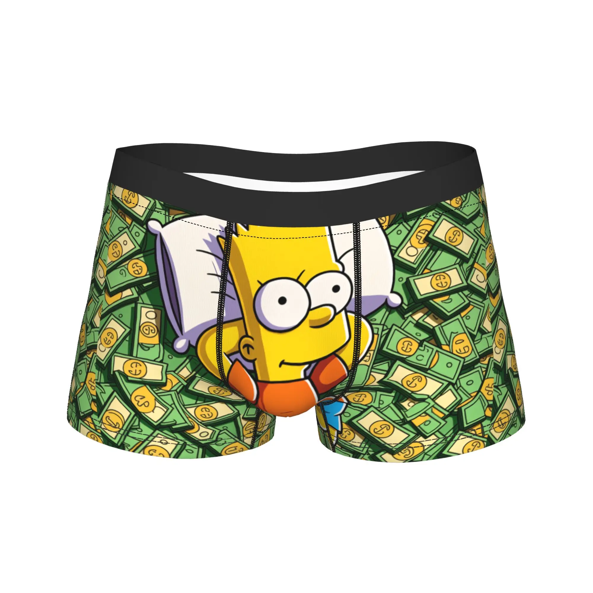 Bart  S-Simpsons Money Bed Shorts Briefs  Underwear Trenky Man Comfortable Boxer Shorts Custom DIY Oversize Underpants