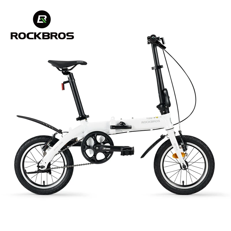 ROCKBROS 14 Inches Folding Bike Lightweight Portable Aluminum Alloy Frame With Mudgard Quick Assembly Commute Folding Bicycle