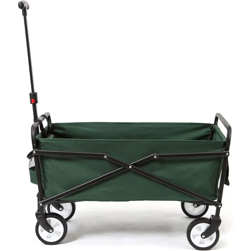 Heavy Duty Steel Collapsible Folding Outdoor Portable Utility Cart Wagon with All Terrain Rubber Wheels and 150 Pound Capacity