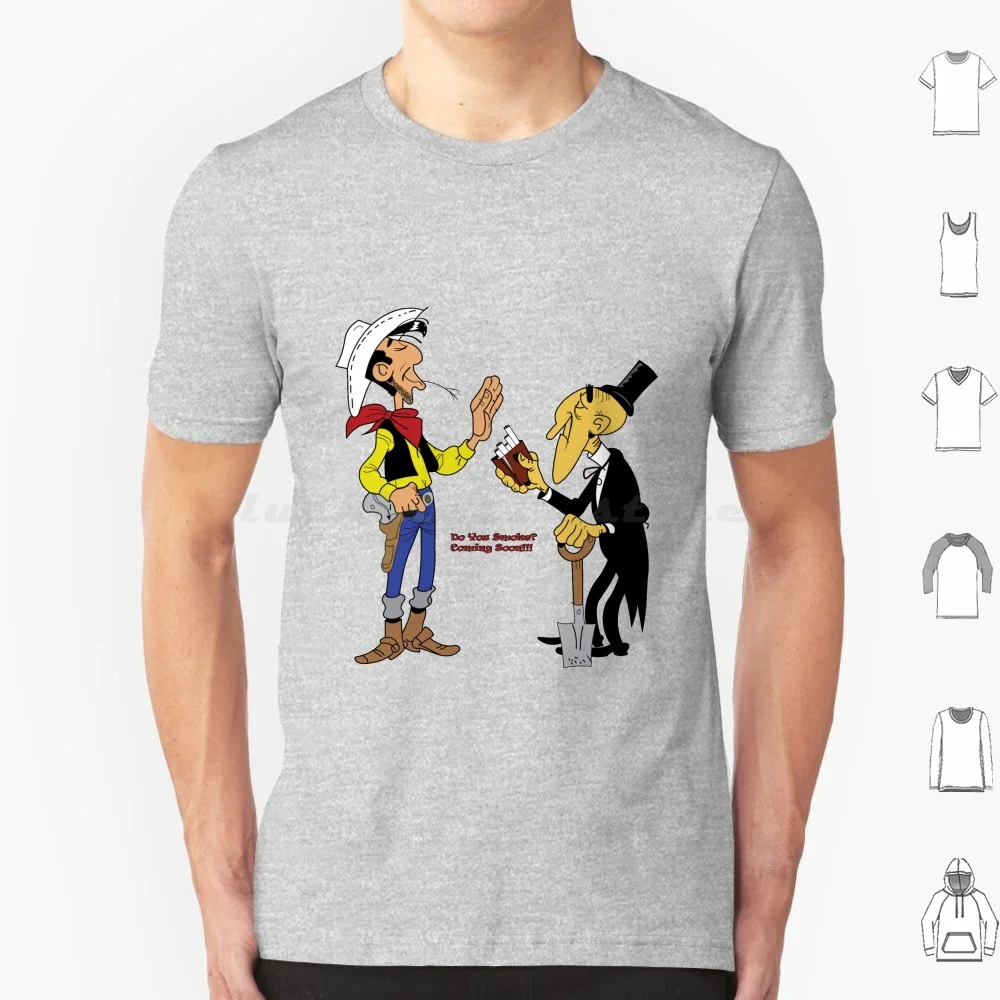 Lucky Luke And T Shirt Men Women Kids 6Xl Lucky Luke Smoking Cigarettes Retro Cartoon Comic Funny Against Smoking Vintage Fun