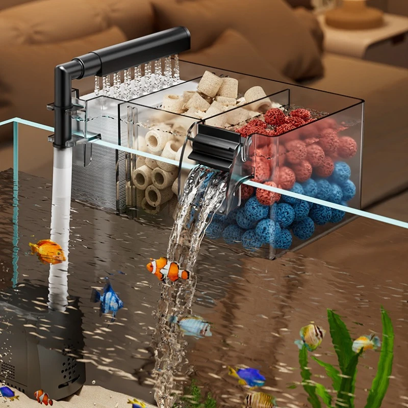 

Fish Tank Wall Filter Box Circulation Hanging Aquarium Filter with Water Pump Silent Oxygenate Filters Fishbowl Water Purifier