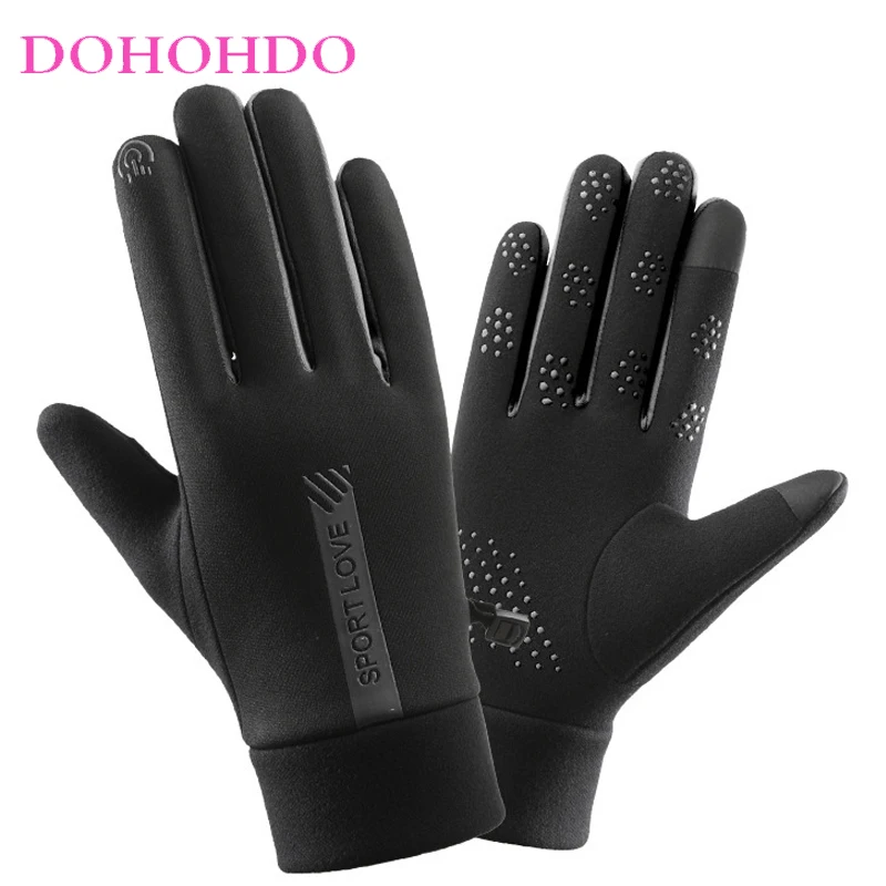 Winter Gloves Women Cycling Bike Thermal Cold Resistance Wind Waterproof Warm Outdoor Running Skiing Mittens Black Gloves Man