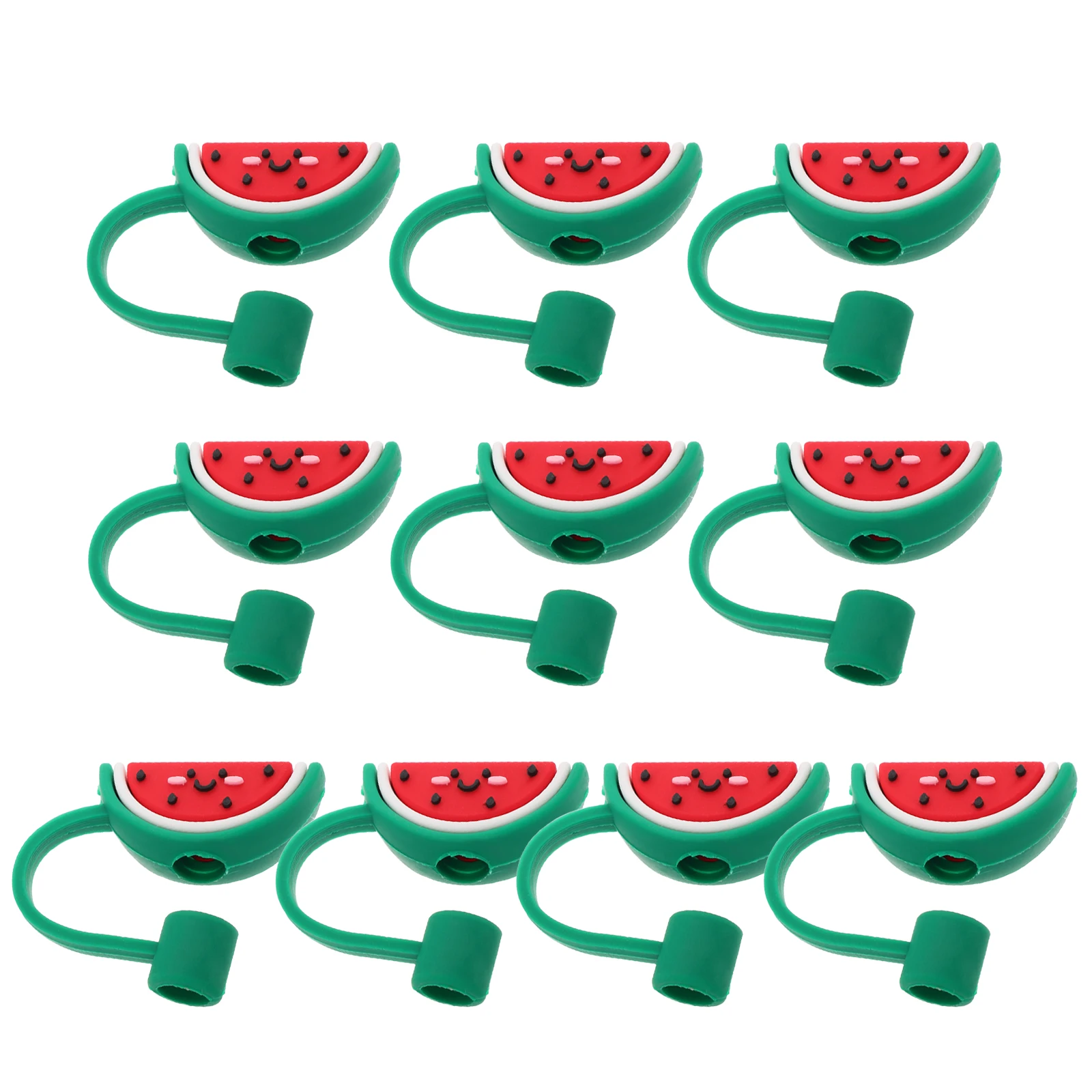 10pcs หมวกฝุ่นซิลิโคน Stopper ดื่มฝาปิดแตงโมน่ารักฟางเคล็ดลับ Tumblers ตกแต่งฟางฝาปิด