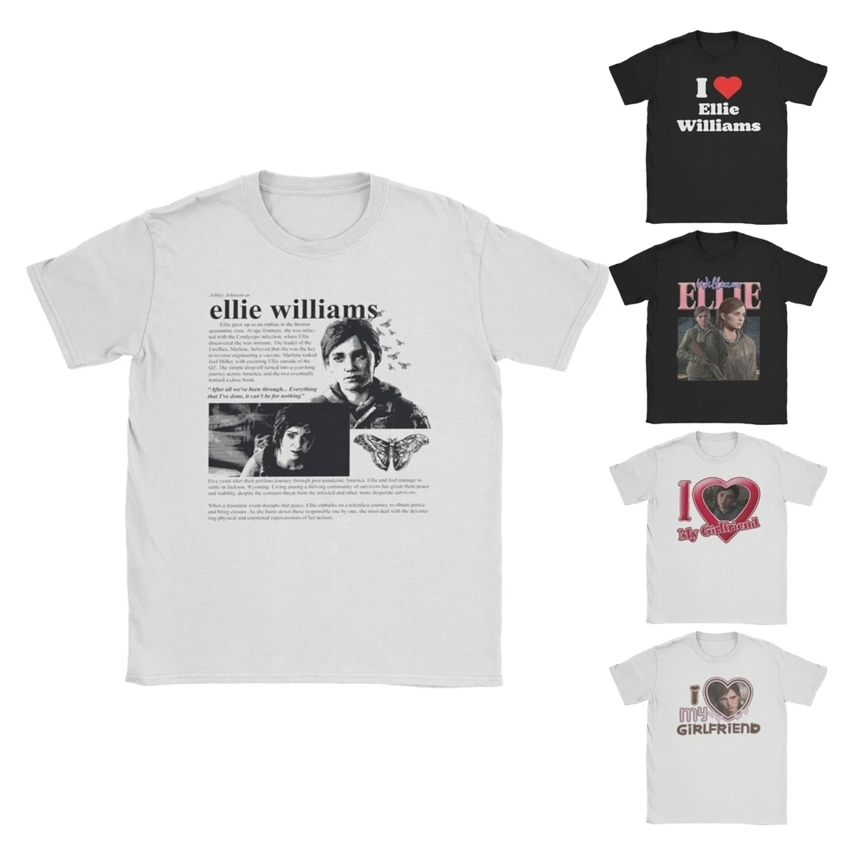 Casual Ellie Williams T-Shirt Men Round Collar Cotton T Shirt The Last of Us Short Sleeve Tee Shirt Gift Idea Clothes