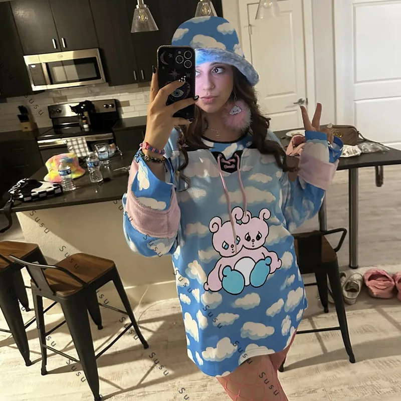 

Новинка 2025, европейская и американская осенняя женская одежда, повседневная свободная футболка с круглым вырезом и плюшевым принтом