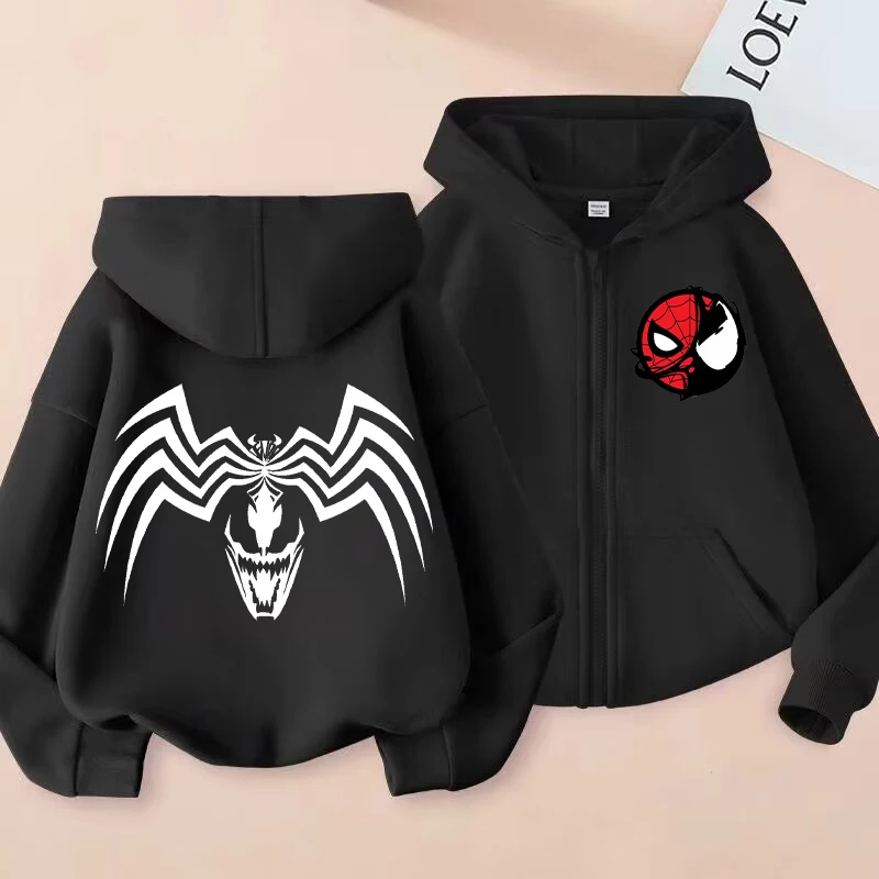 New Venom Child Zip-up Hoodie Cartoon Anime Hoodies Casual Warm Kids Boys Coat Jackets 2024 Winter Autumn Children\'s Clothing