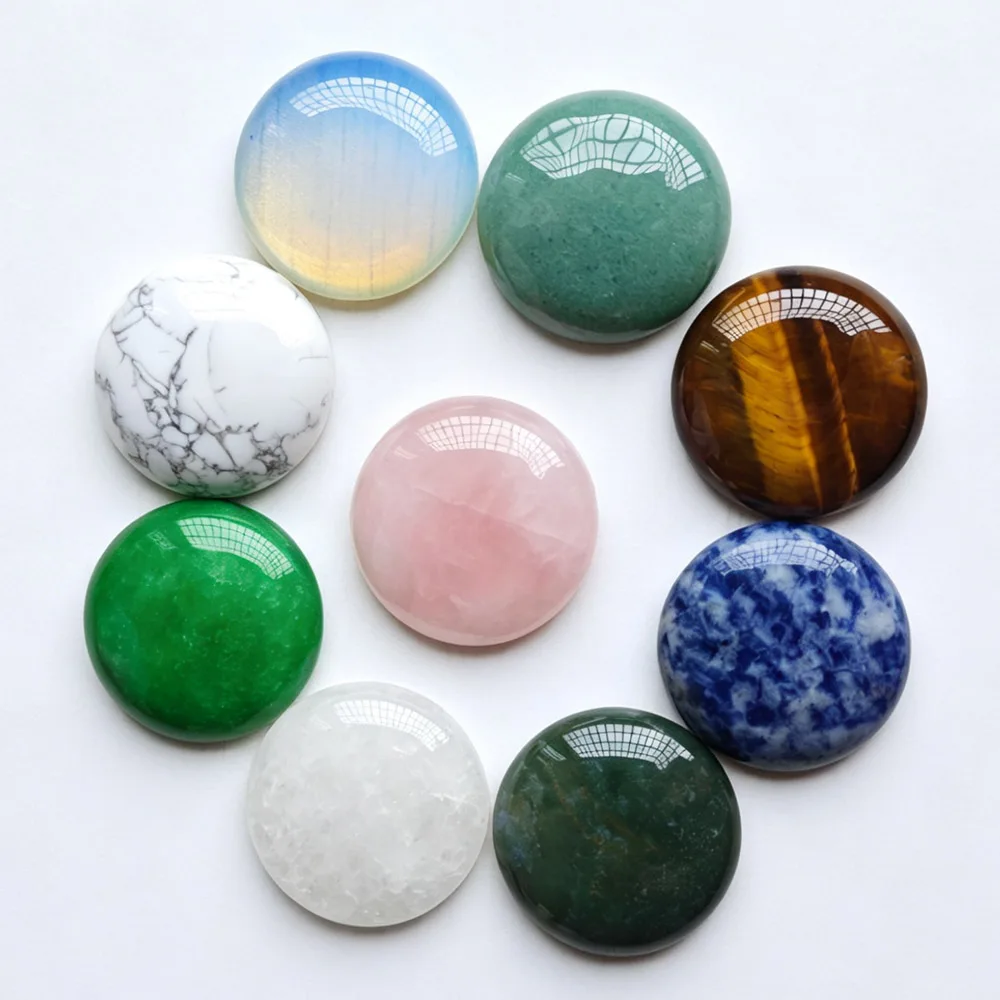 8pcs Fashion Natural Tiger Eye Quartz Stone Round Cabochon Beads 35mm DIY Jewelry Accessories Making Wholesale Free Shipping