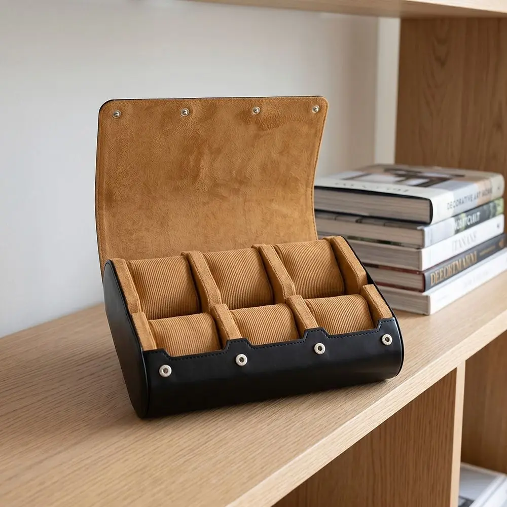 PU Leather Watch Display Box 6 Compartment Classic Style Watch Case Organizer Watch Storage Watch Box Display Case