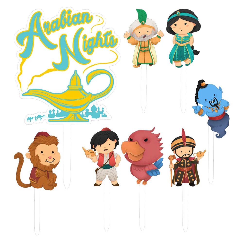 Aladdin Acrylic Cake Topper Princess Jasmine Party Decor Baby Shower DIY Birthday Customize Cake Topper Home Baking Cake Decor