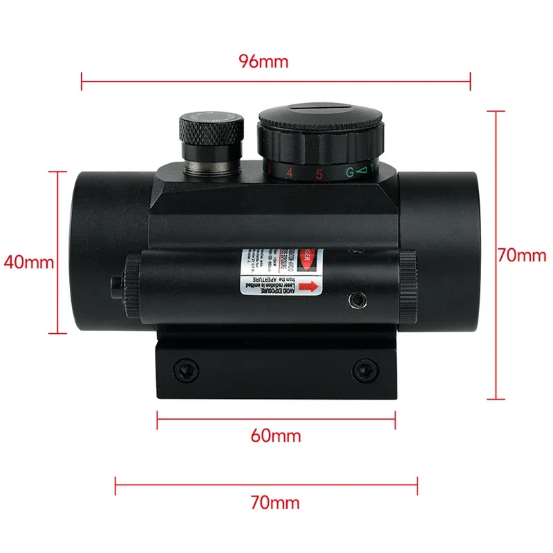 1x40 Full Coating Cross Sight Red/green Illuminated with Laser Aiming Hunting Riflescope Compact Optics Scope 11/20mm Rail Mount