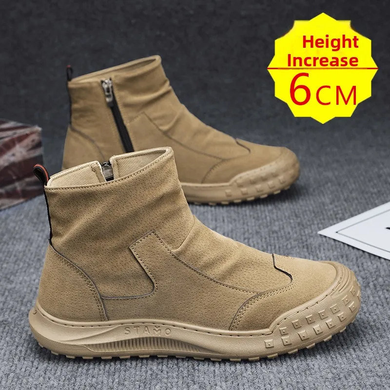 

Men's Safety Shoes Invisible Heightening 6cm Outdoor Boots Thick Bottom Work Shoes Anti-slip Construction Site Shoes