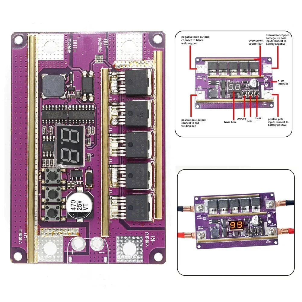 Soldador Ponto ajustável com Welding Control Board, kit DIY, 99 engrenagens de energia, folha de níquel, 18650 bateria, 0,05-0,3 milímetros