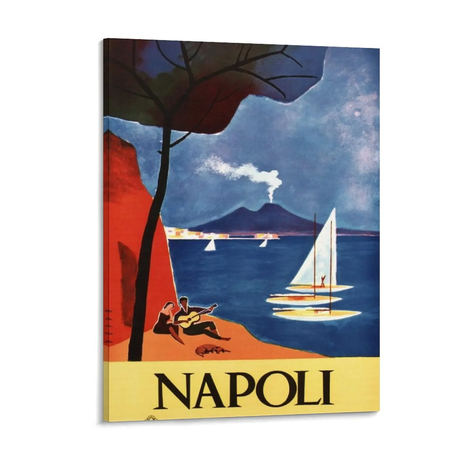 

Napoli Italy Naples Seaside Beach Tourism Vintage Italian Canvas Painting Club Party Plates Mural Design Framed Wall Paintings