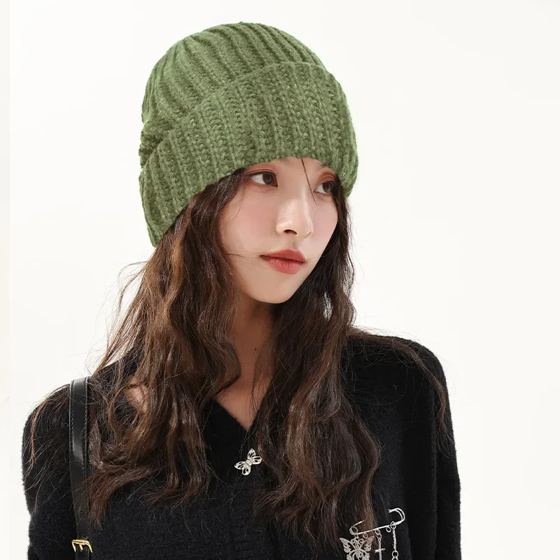 Womens Beanie Thick Knitted Beanie Hats for Winter Fall Fashion Brimless Winter Hats for Ladies Keep Warm Windproof Solid Color