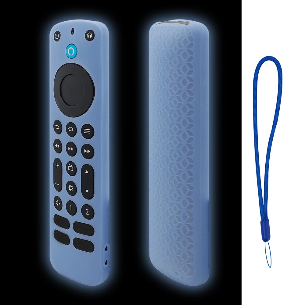 غطاء لجهاز التحكم عن بعد باللون الأزرق المضيء لعام 2022 Alexa Voice Remote Pro من السيليكون لمكافحة فقدان التلفزيون بديل لجهاز التحكم عن بعد