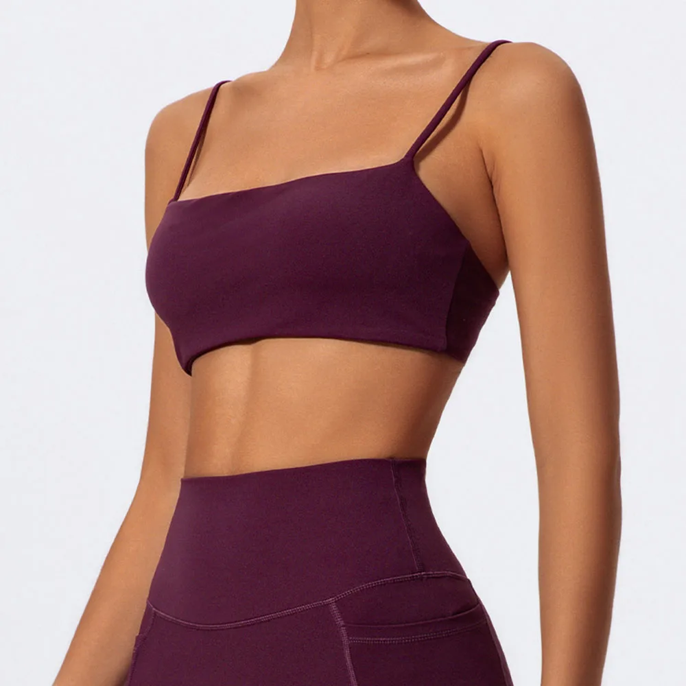 

‌Women's Quick-Dry Strappy Yoga Bra - Slim-Flattering Backless Sports Top with Nulu-Inspired Naked Sensation