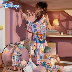 Kawaii Disney Women's Sleep Pajamas Sets Spring Autumn Shirts Cartoon Pooh Bear Home Costume Nightwear Piglet Underwear Gifts