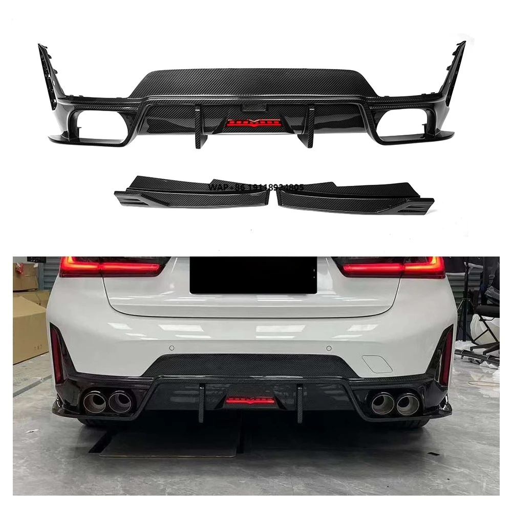 

Fits for B-MW 3 Series G20 G28 LCI 2023-UP Rear Bumper Diffuser Lip Spoiler Real Dry Carbon Fiber