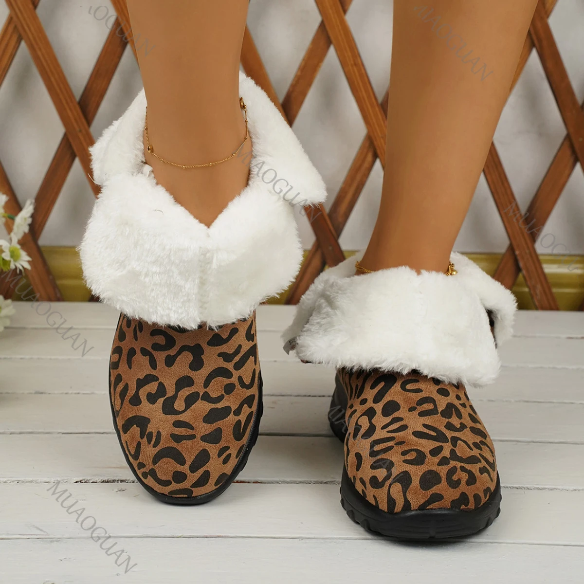المرأة الشتاء أحذية الثلوج قصيرة أفخم الدافئة إسفين كعب الانزلاق على أحذية رياضية قصيرة Botines عادية فروي منصة عادية Bottes فام #2