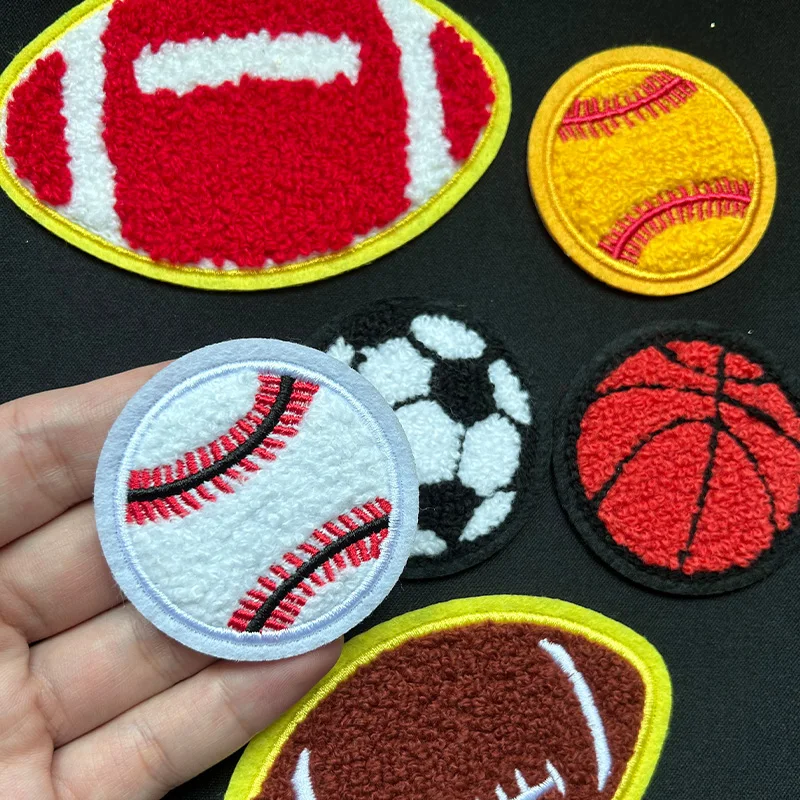 10 pcs Sport Patches Soccer  Iron On Chenille Embroidered Patch Basketball Football Patch for jackets