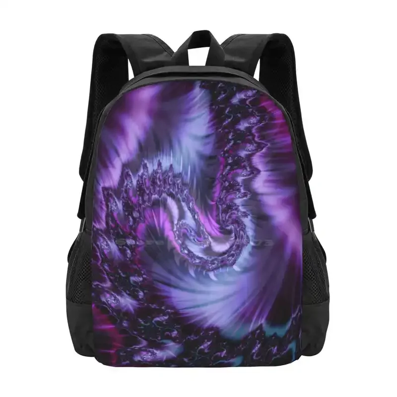 Fractal: Lost Hot Sale Schoolbag Backpack Fashion Bags Fractal Pink Purple Violet Blue Spiral Shimaira