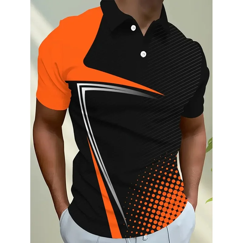 Strong Lines Sports Polo Shirt For Men Outdoor Sport Fashion Casual Contrast Color Golf Polo Shirts Loose Breathable Top 2026