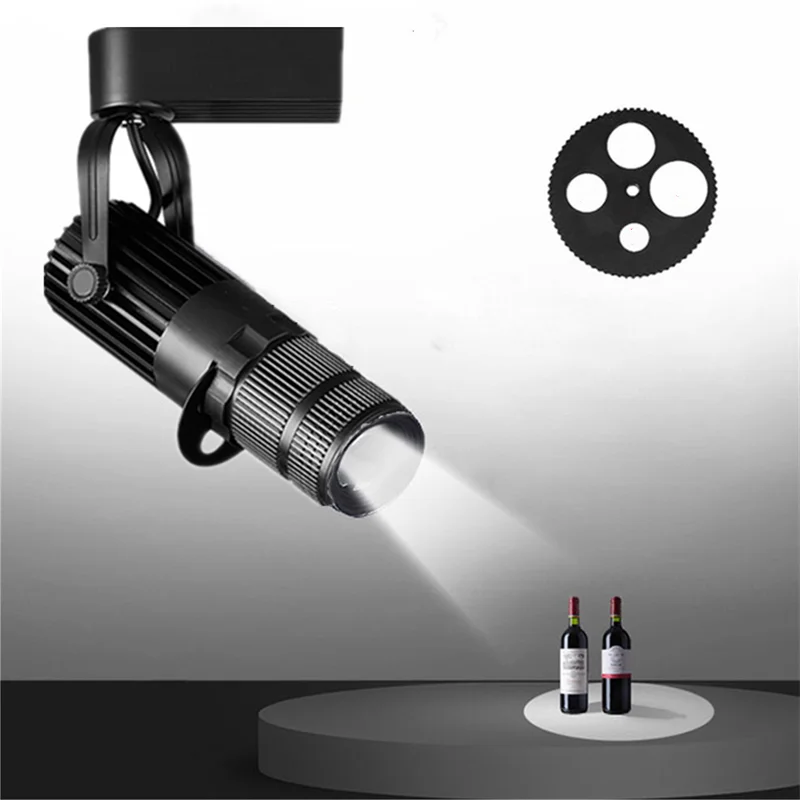 Theater Stage Zoom Spotlights, LED Focus Logo Projector Track Lights,Industrial Gobo Lights for Company Restaurant Store Wedding