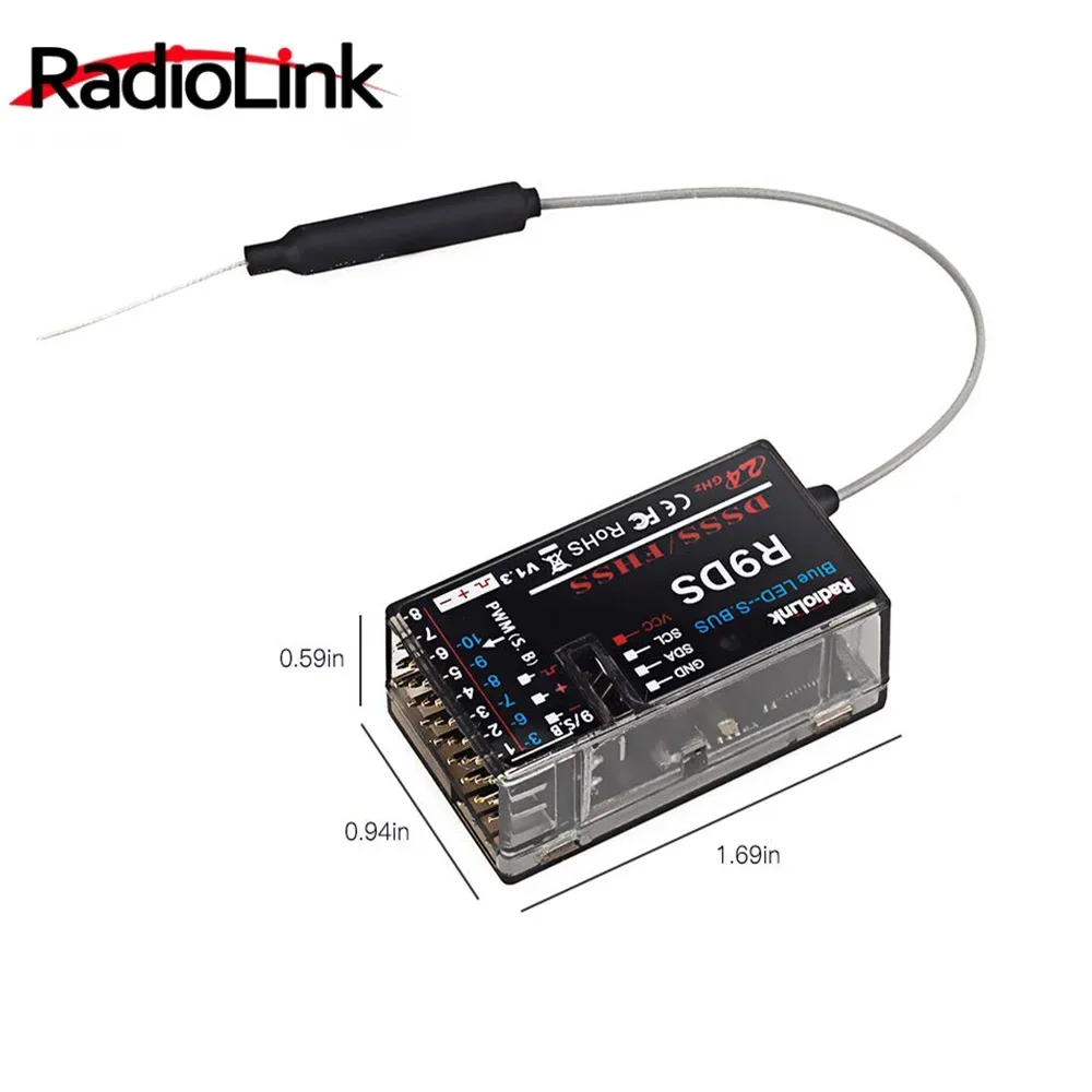 RadioLink R9DS 2.4G 9CH DSSS & FHSS Receiver for RadioLink AT9 AT10 Transmitter RC Multirotor Support For S-BUS