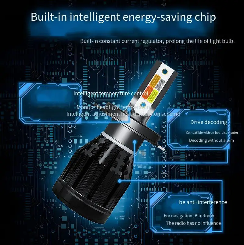 

4 Color HB2 9003 H4 LED Headlight Bulbs 3000K 6000K Pink Blue Hi Lo Beam 12V 22W 6000Lm Car Light