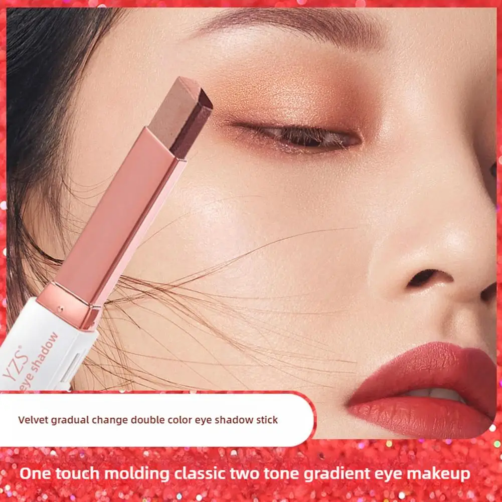 Double Color Glitter Eye Shadow Stick Matte Eyeshadow Makeup Waterproof Bicolor Shimmer Cosmetics Beauty Makeup Tool