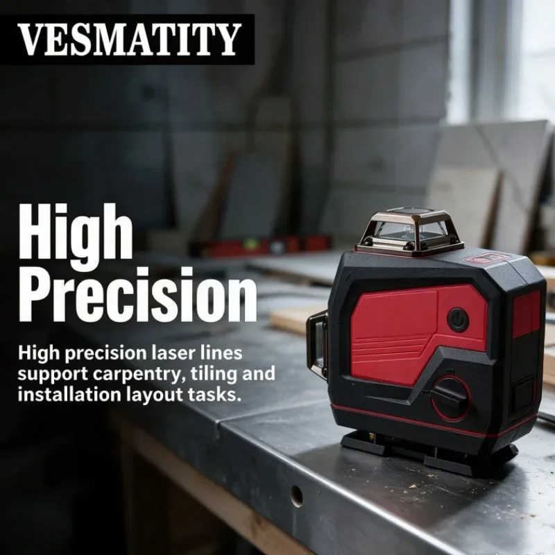VES 4D Laser Level 6 Lines 360 Degree Self Leveling High Precision Tool Compatible for Carpentry For Milwaukee 18V 20V Battery