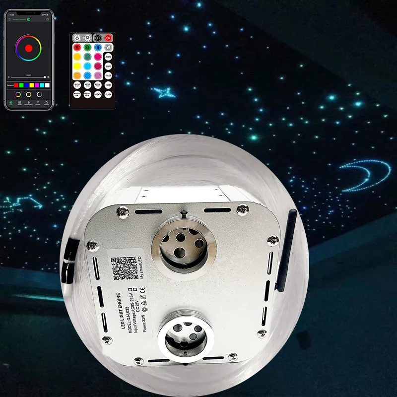 

Twinkle RGBW Bluetooth app Double Heard Fiber Optic Engine Starry Sky Effect Ceiling LED car WAPP Lights All Fiber Optic Cable